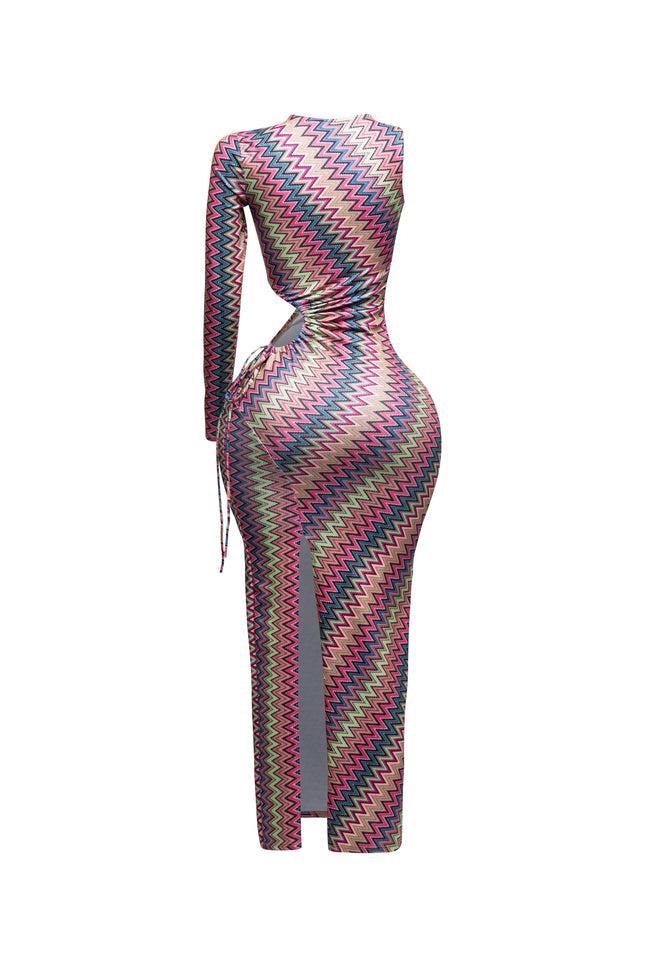 Cut out detailed one shoulder maxi dress - Muvin 
