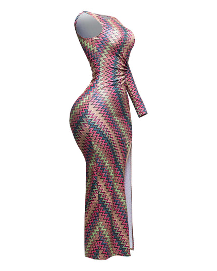 Cut out detailed one shoulder maxi dress - Muvin 