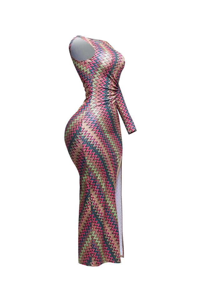 Cut out detailed one shoulder maxi dress - Muvin 