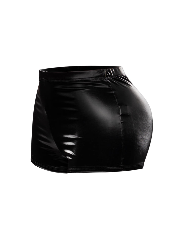 Velvet PU high waisted shorts - Muvin 