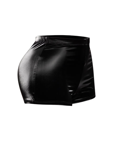 Velvet PU high waisted shorts - Muvin 