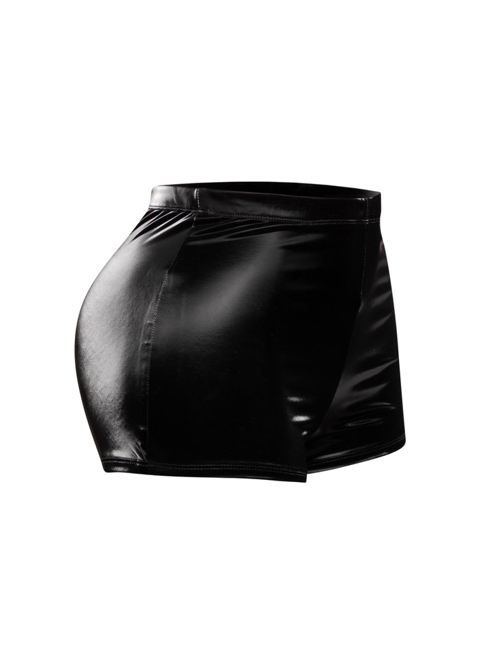 Velvet PU high waisted shorts - Muvin 