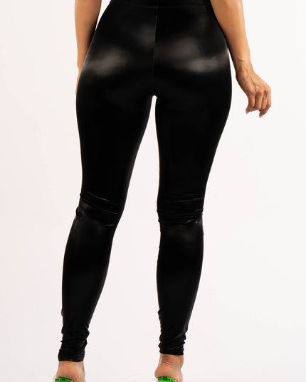 Velvet PU leggings - Muvin 