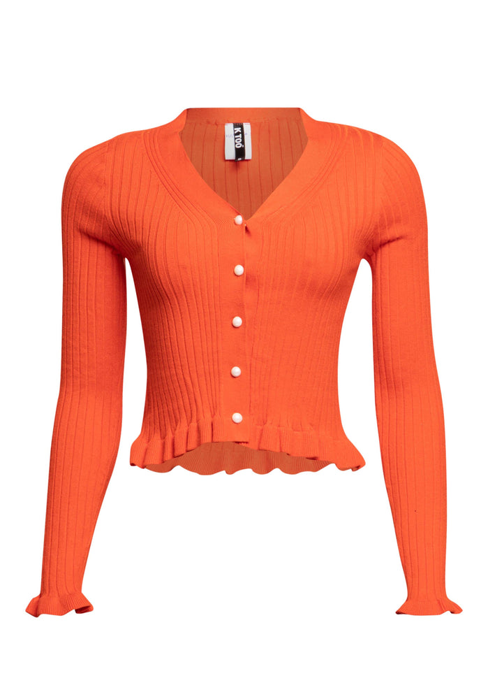 Ribbed Button-Up Cardigan - Muvin 