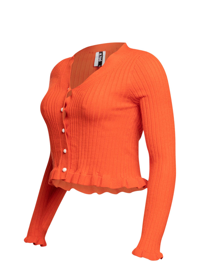 Ribbed Button-Up Cardigan - Muvin 
