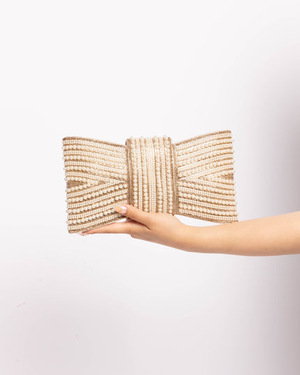 Night Spark Clutch Pearl and gold Rhinestones clutch - Muvin 