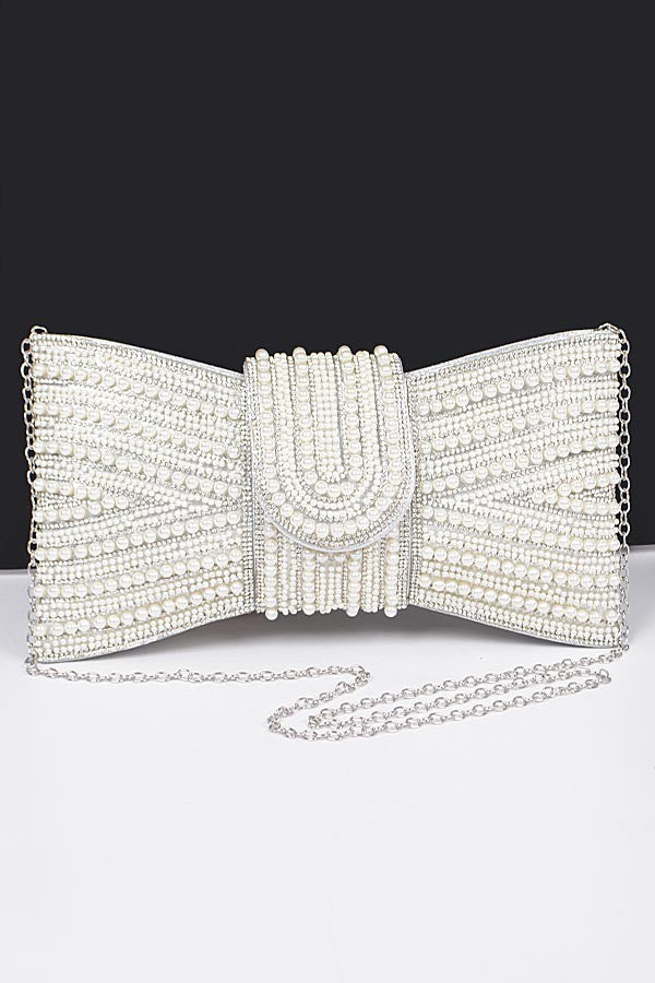 Night Spark Clutch Pearl and gold Rhinestones clutch - Muvin 