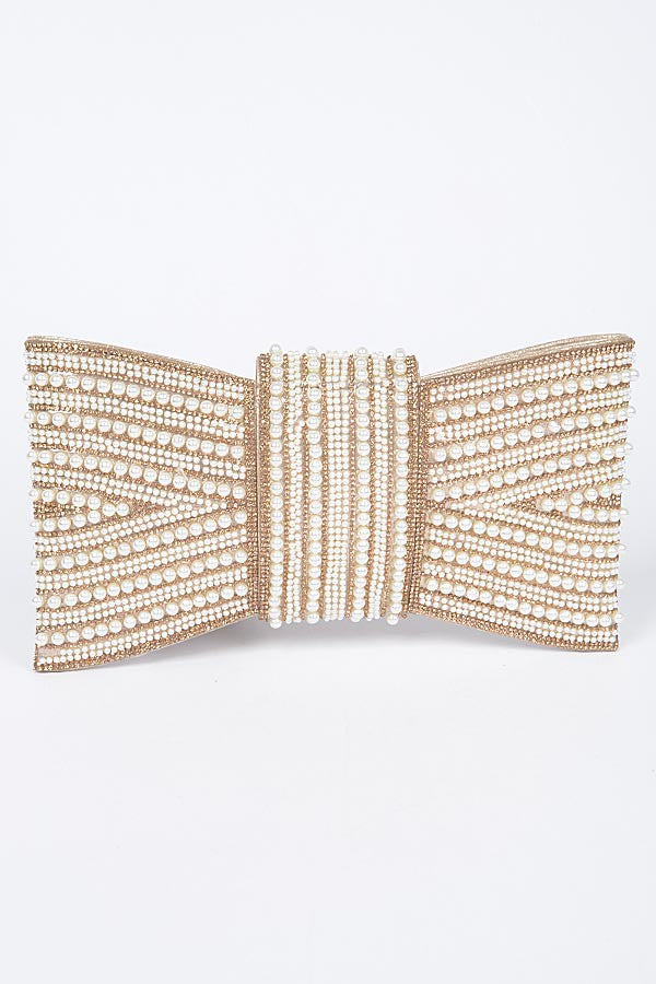 Night Spark Clutch Pearl and gold Rhinestones clutch - Muvin 