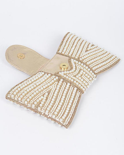 Night Spark Clutch Pearl and gold Rhinestones clutch - Muvin 
