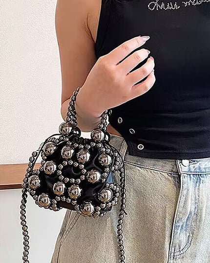 Metallic Plastic Ball Party Clutch w/Pouch - Muvin 