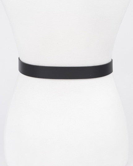 Modern black belt with statement gold buckle for elevated styling

