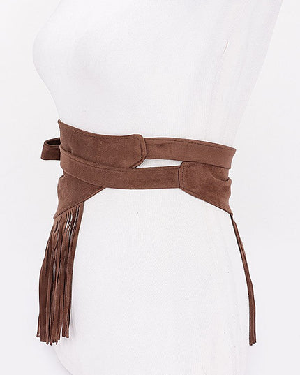 Boho western style belt with statement fringe overlay

