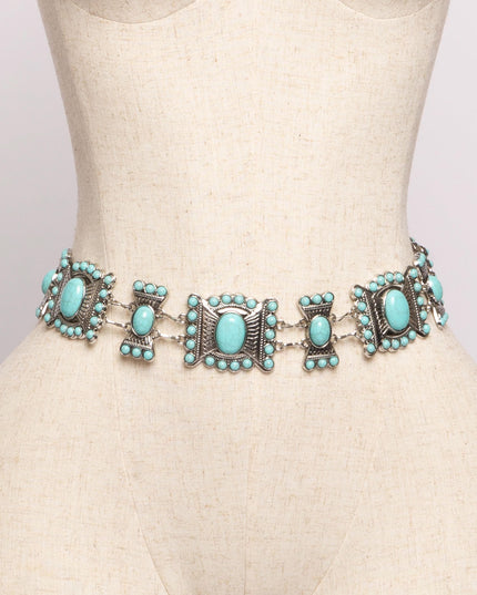 Turquoise Medallion Chain Belt - Muvin 
