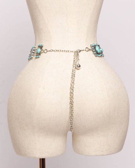 Turquoise Medallion Chain Belt - Muvin 