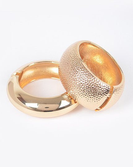 Gold polished bangle bracelet with high-gloss mirrored surface

