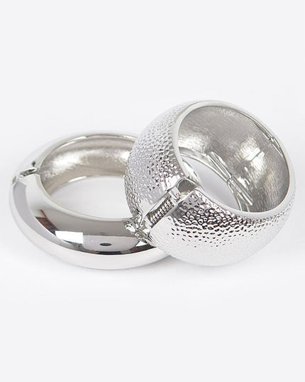 Textured hammered silver bracelet with bold wide design

