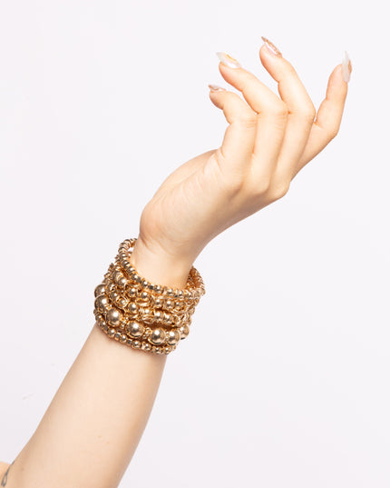Metallic Ball Bead Bracelet Set - Muvin 