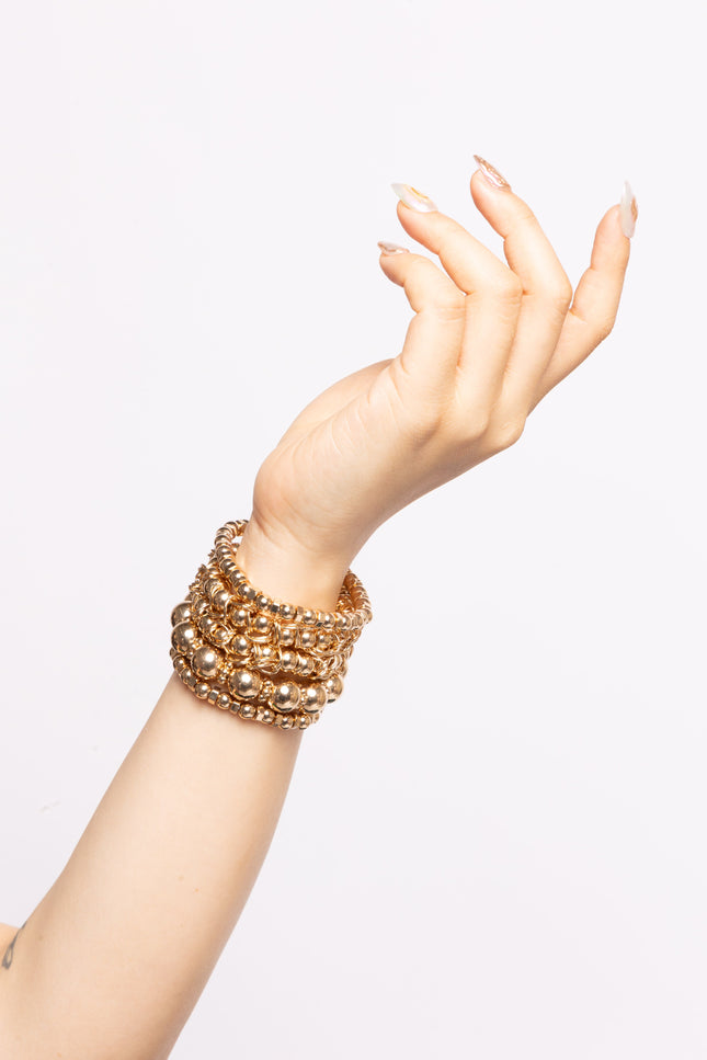 Metallic Ball Bead Bracelet Set - Muvin 