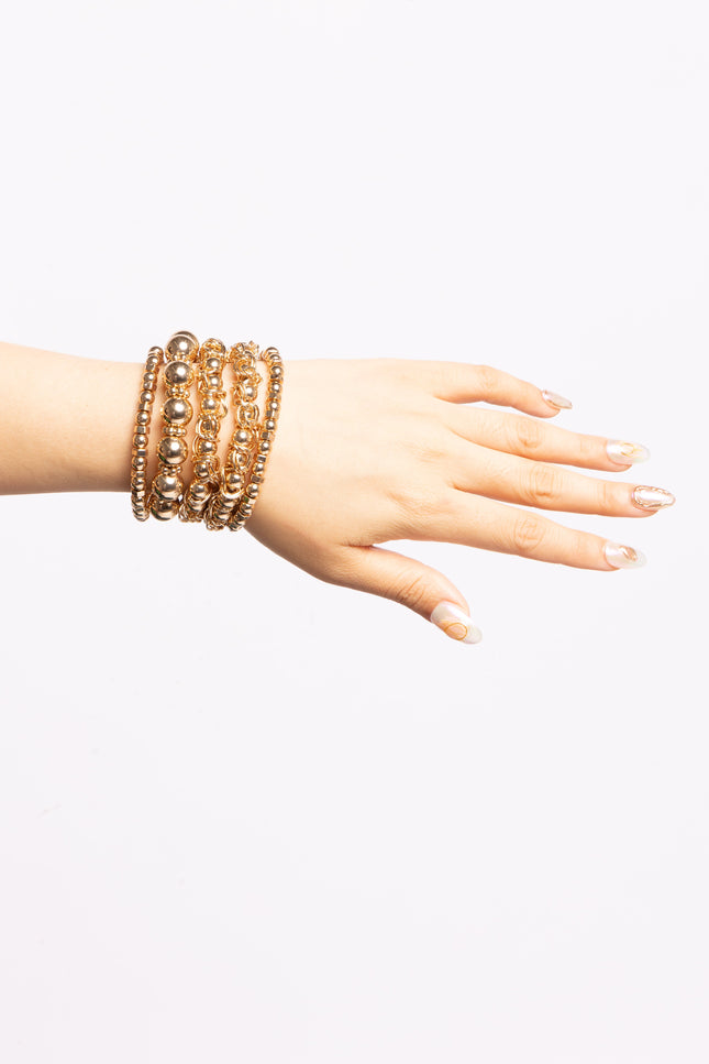 Metallic Ball Bead Bracelet Set - Muvin 
