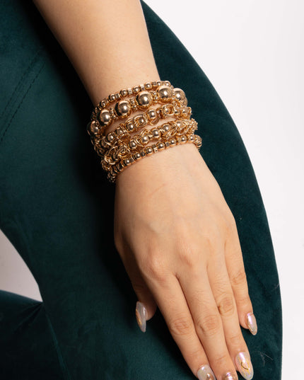 Metallic Ball Bead Bracelet Set - Muvin 