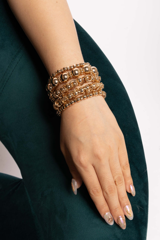 Metallic Ball Bead Bracelet Set - Muvin 