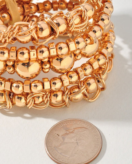 Metallic Ball Bead Bracelet Set - Muvin 