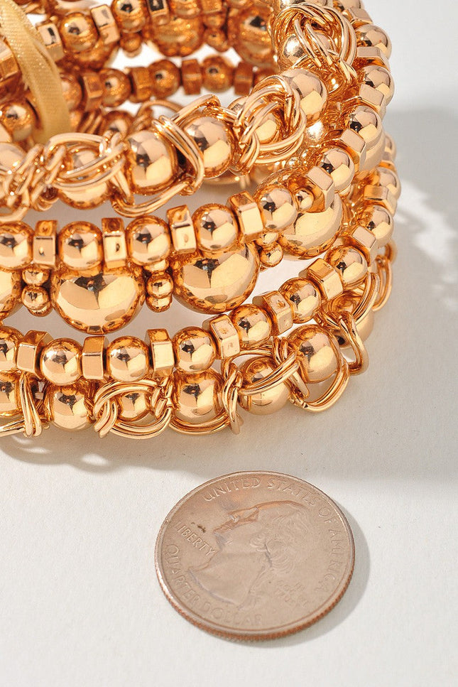 Metallic Ball Bead Bracelet Set - Muvin 