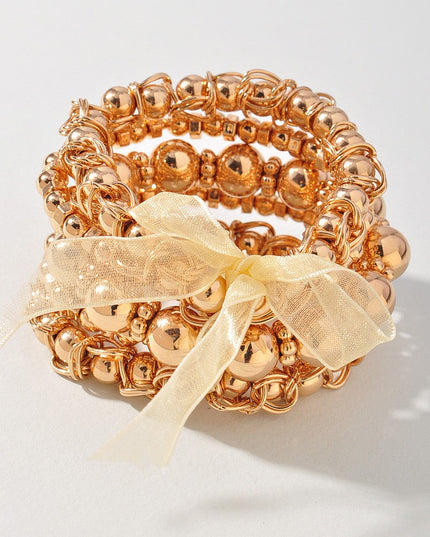 Metallic Ball Bead Bracelet Set - Muvin 