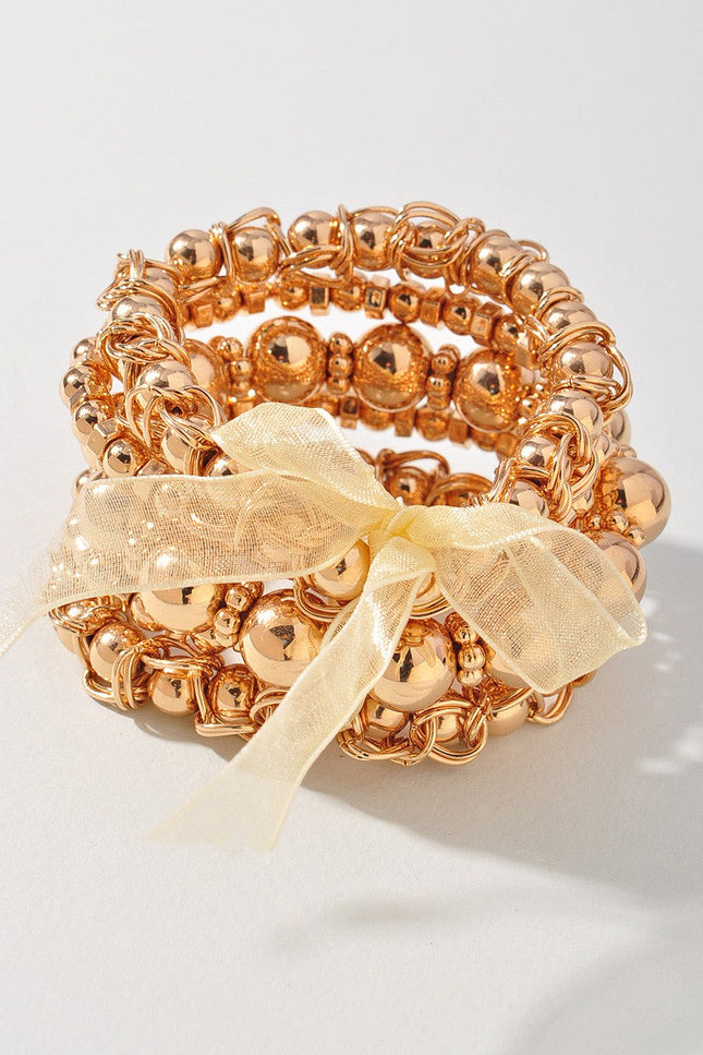Metallic Ball Bead Bracelet Set - Muvin 