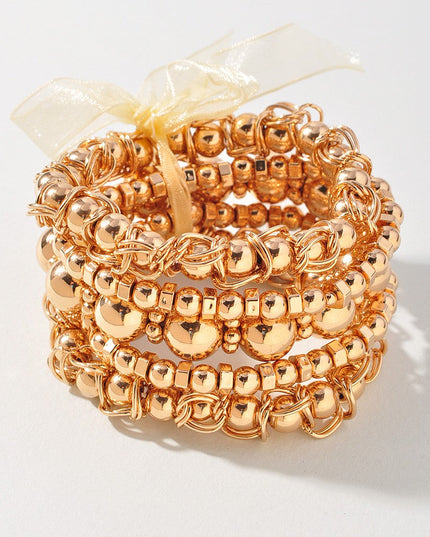 Metallic Ball Bead Bracelet Set - Muvin 