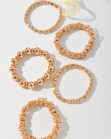 Metallic Ball Bead Bracelet Set - Muvin 