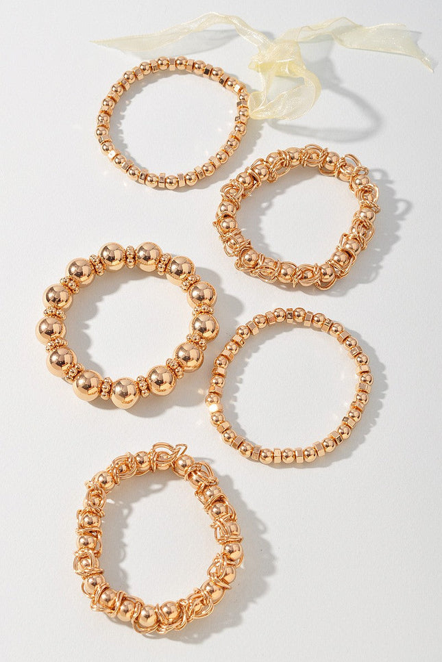 Metallic Ball Bead Bracelet Set - Muvin 
