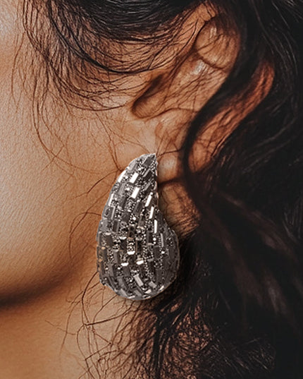 Rhinestone Tear Drop Earring - Muvin 