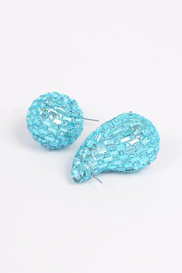 Rhinestone Tear Drop Earring - Muvin 