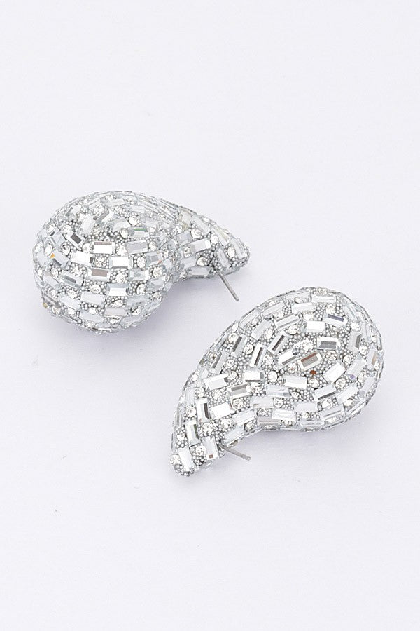 Rhinestone Tear Drop Earring - Muvin 