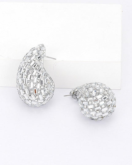 Rhinestone Tear Drop Earring - Muvin 