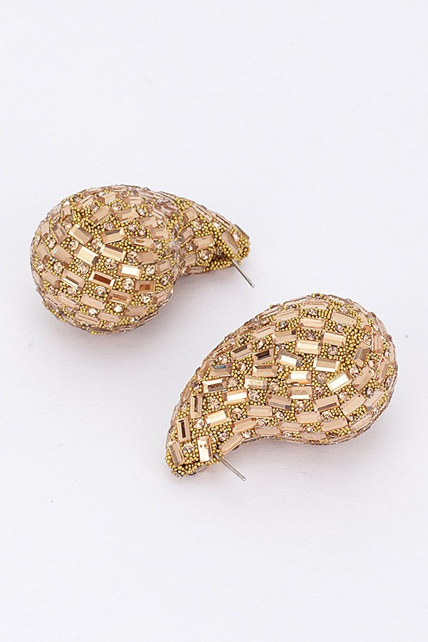 Rhinestone Tear Drop Earring - Muvin 