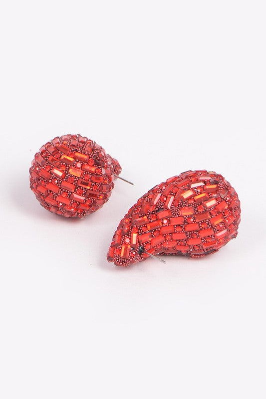 Rhinestone Tear Drop Earring - Muvin 