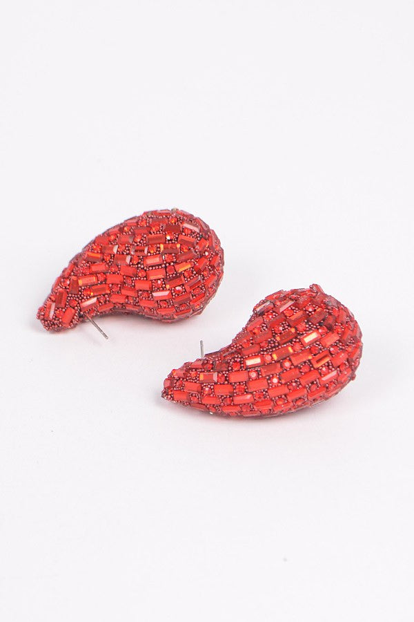 Rhinestone Tear Drop Earring - Muvin 