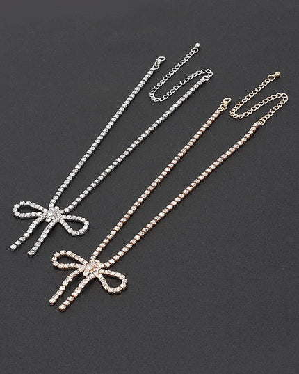 Glamour Bow Rhinestone Necklace - Muvin 