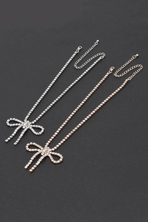Glamour Bow Rhinestone Necklace - Muvin 