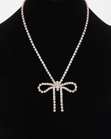 Glamour Bow Rhinestone Necklace - Muvin 