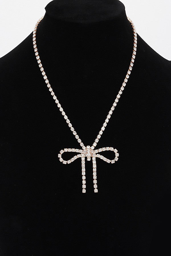 Glamour Bow Rhinestone Necklace - Muvin 
