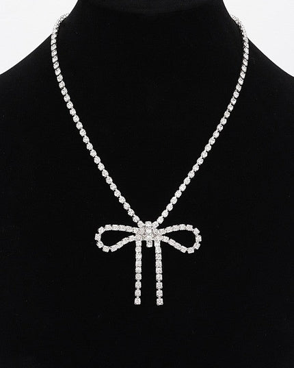 Glamour Bow Rhinestone Necklace - Muvin 