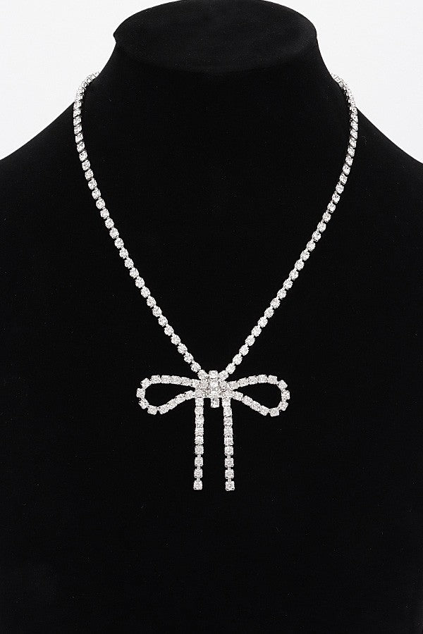 Glamour Bow Rhinestone Necklace - Muvin 