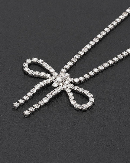 Glamour Bow Rhinestone Necklace - Muvin 