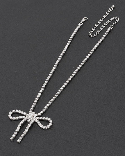 Glamour Bow Rhinestone Necklace - Muvin 