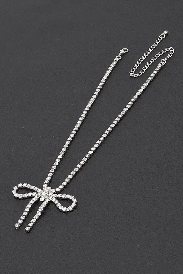 Glamour Bow Rhinestone Necklace - Muvin 