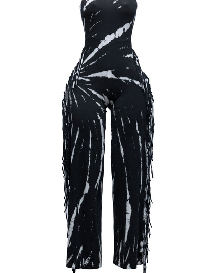 Bogomore's signature fringe detail in tube jumpsuit with special mineral washing