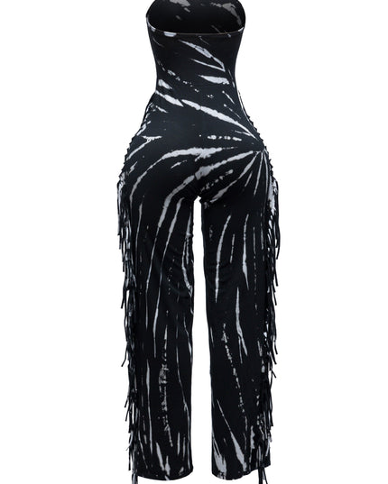 Bogomore's signature fringe detail in tube jumpsuit with special mineral washing